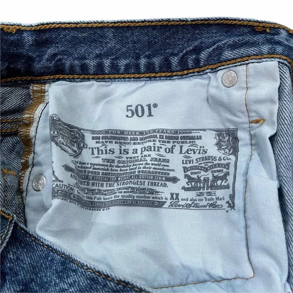 Levi's 501 Women's Cut Off Denim Shorts Blue Distressed Button Fly W28